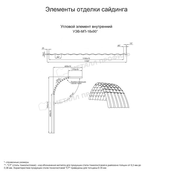 Угловой элемент внутренний УЭВ-МП-18х90° (PURMAN-20-6005-0.5) по стоимости 5440 ₽, заказать в Петрозаводске.